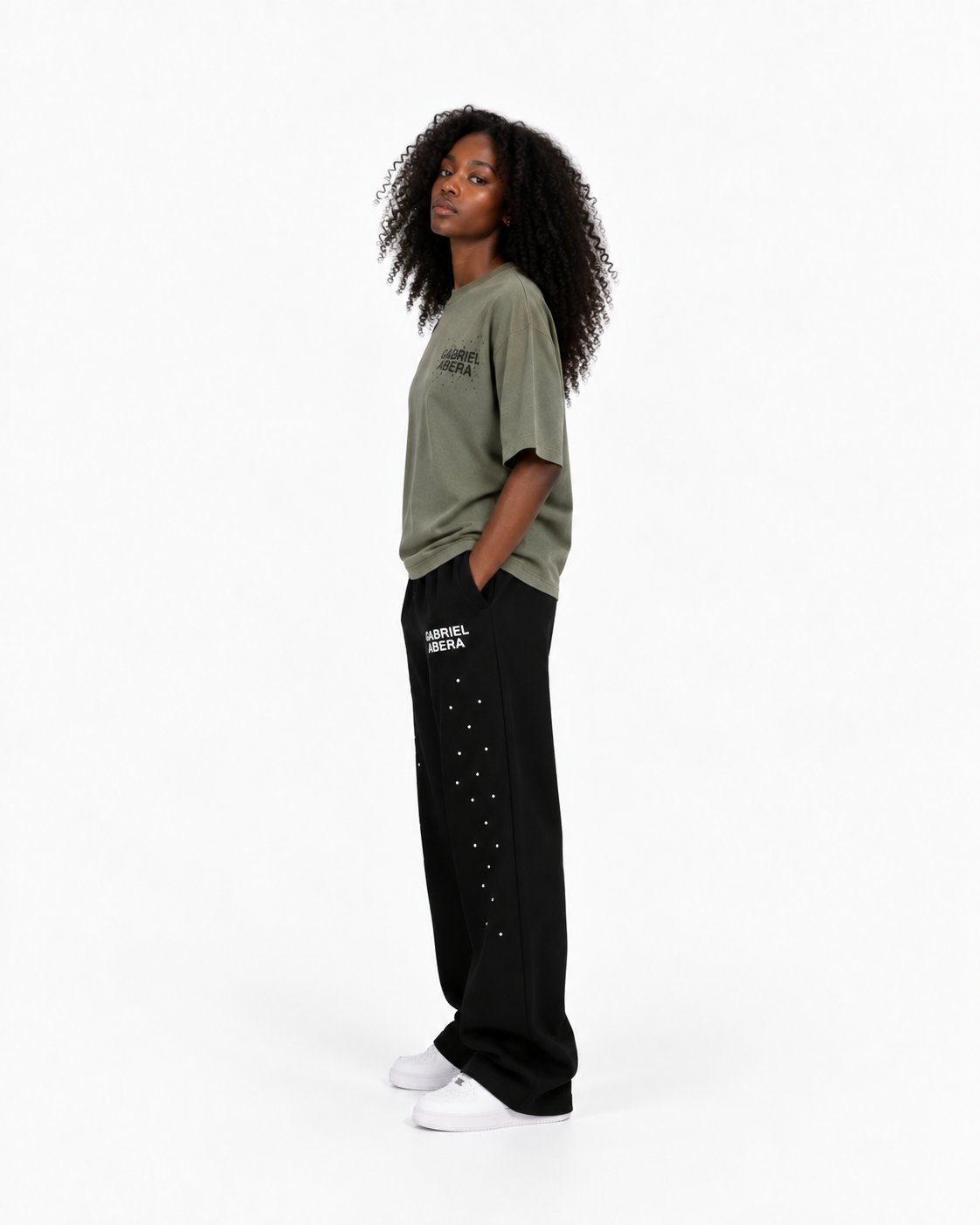 RHINESTONE LOGO TEE – OLIVE GREEN