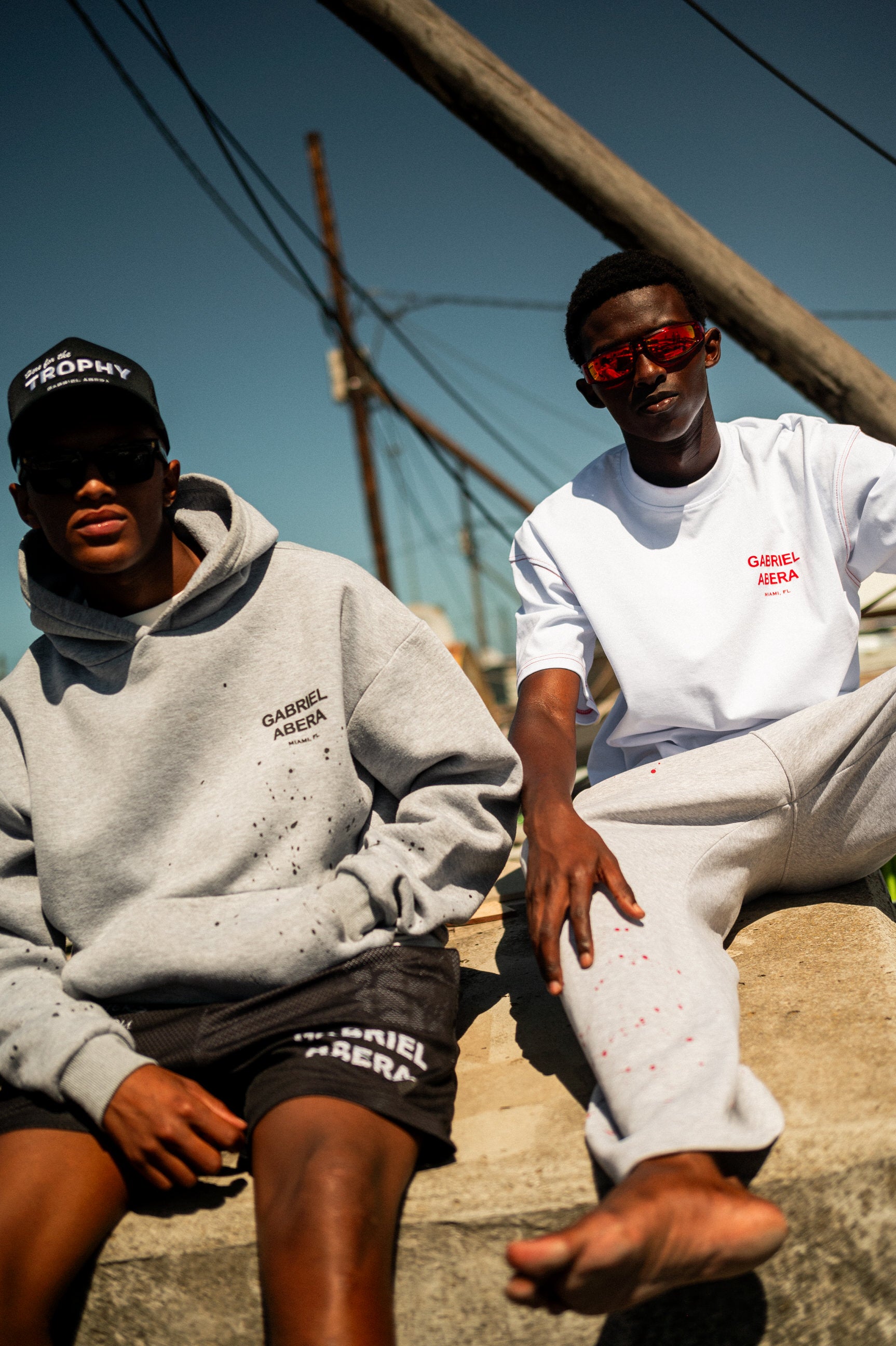 SPLATTERED PUFF HOODIE - GREY/BLACK
