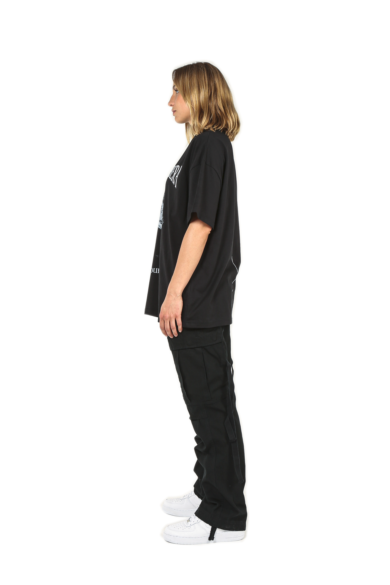Black T-Shirt with Print on Chest, Streetwear Label, Oversize, GABRIEL ABERA, High Quality, 100% Cotton, Tee for Men and Women