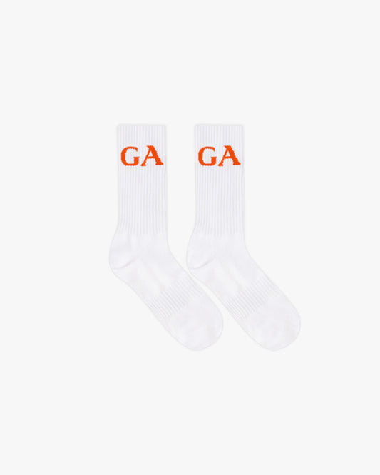 GA SOCKS - WHITE/ORANGE