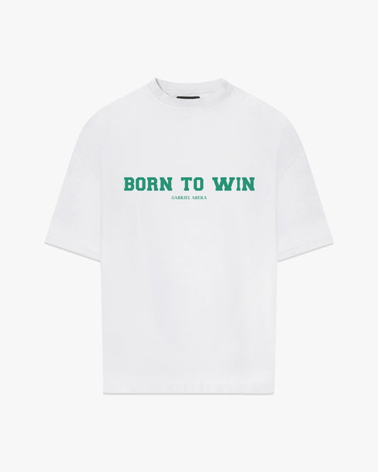 BORN TO WIN T-SHIRT - WHITE/GREEN