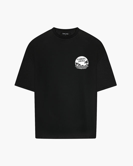 Black oversize Tshirt with round brand design