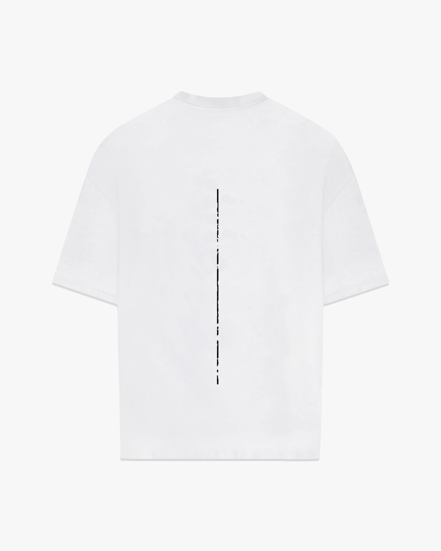 Back view cream white oversized t-shirt with black GABRIEL ABERA logo print, relaxed fit and premium cotton fabric streetwear