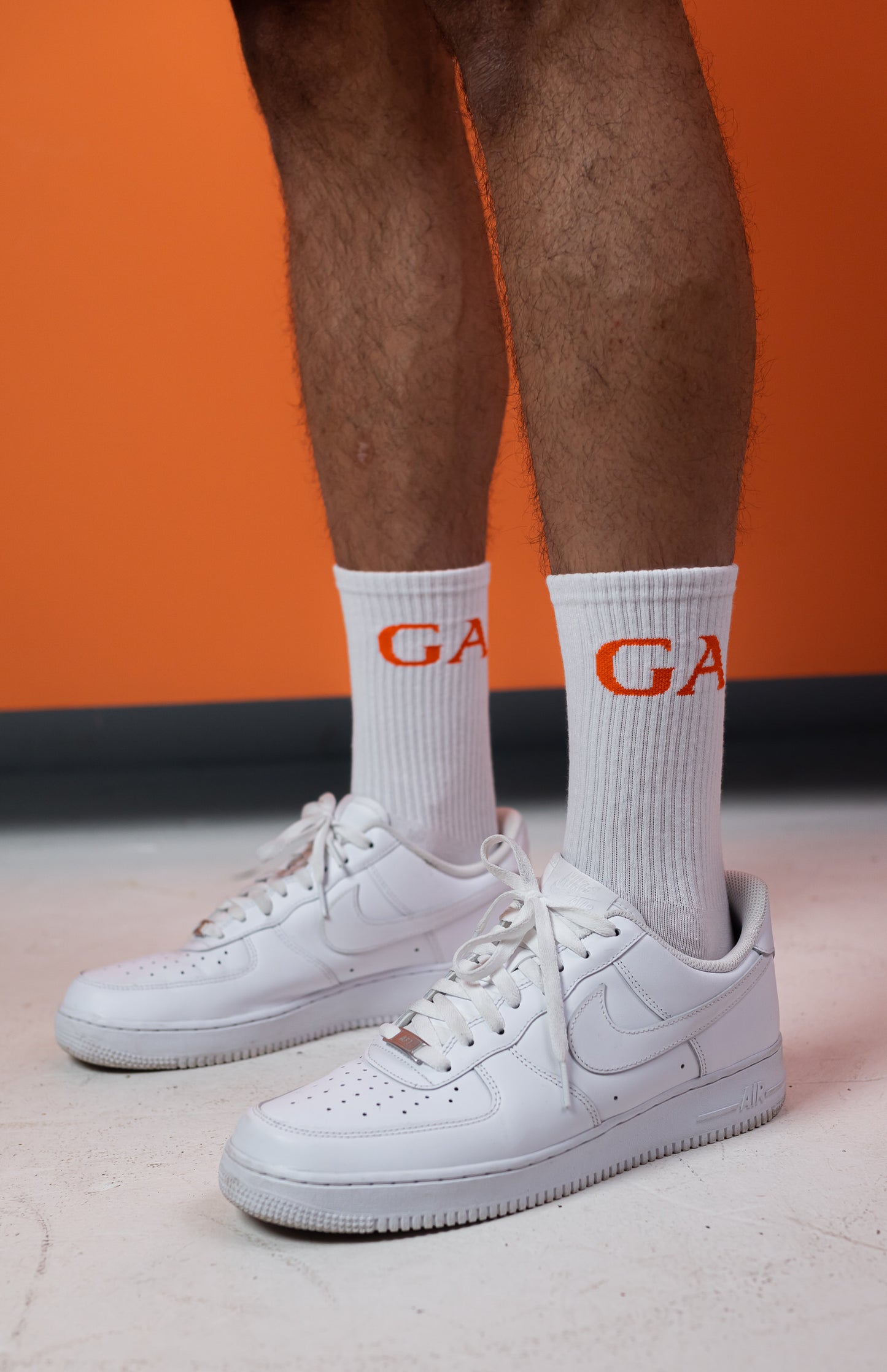 GA SOCKS - WHITE/ORANGE
