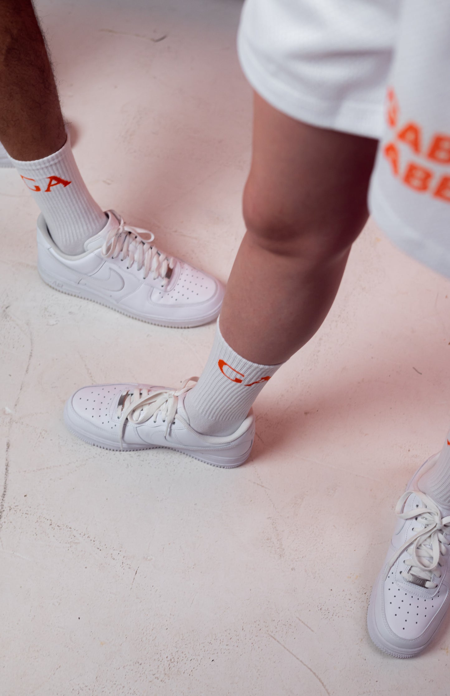 GA SOCKS - WHITE/ORANGE