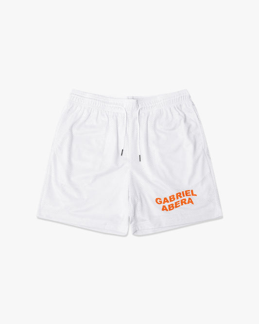 WAVY BASIC MESH SHORT - WHITE/ORANGE