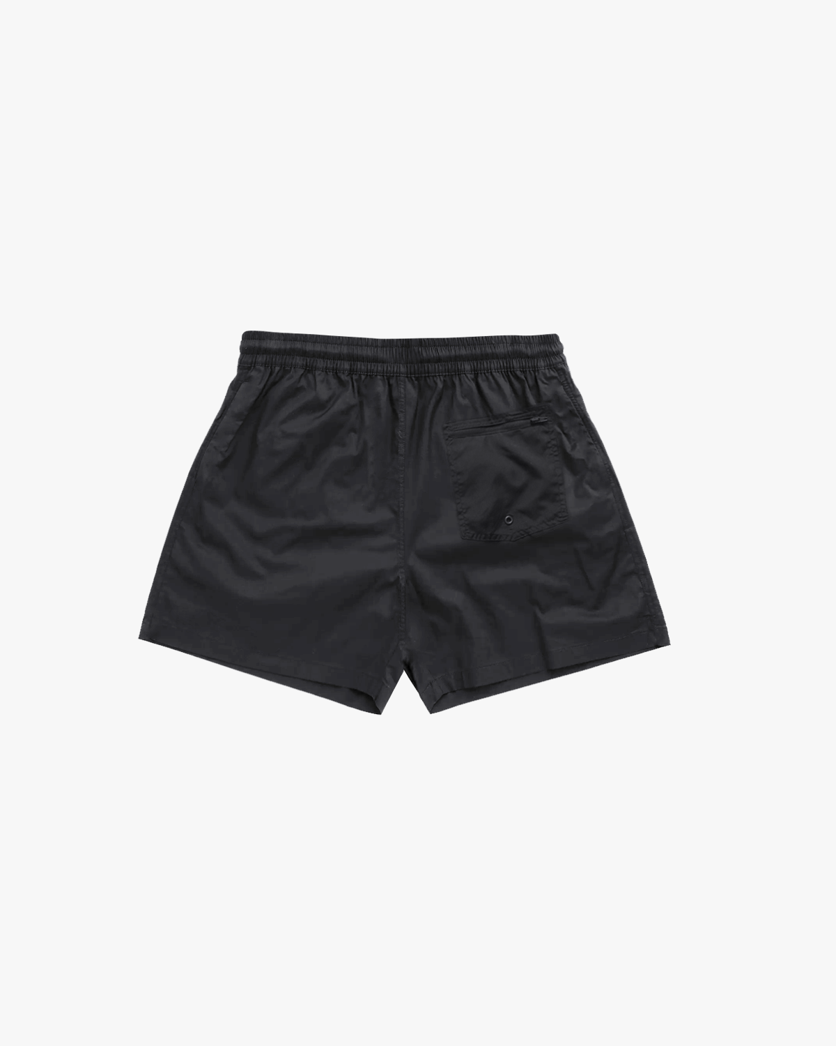 Back view of black Gabriel Abera shorts – sustainable streetwear Swimwear
