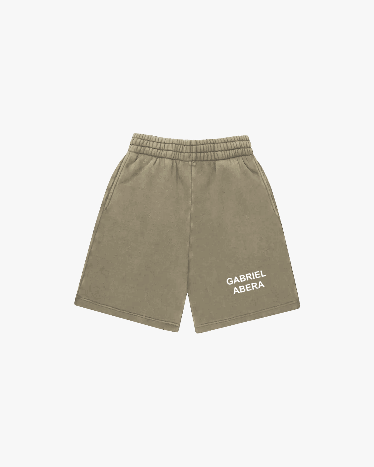 Front view of olive vintage sweat shorts – lockerer Fit Shorts