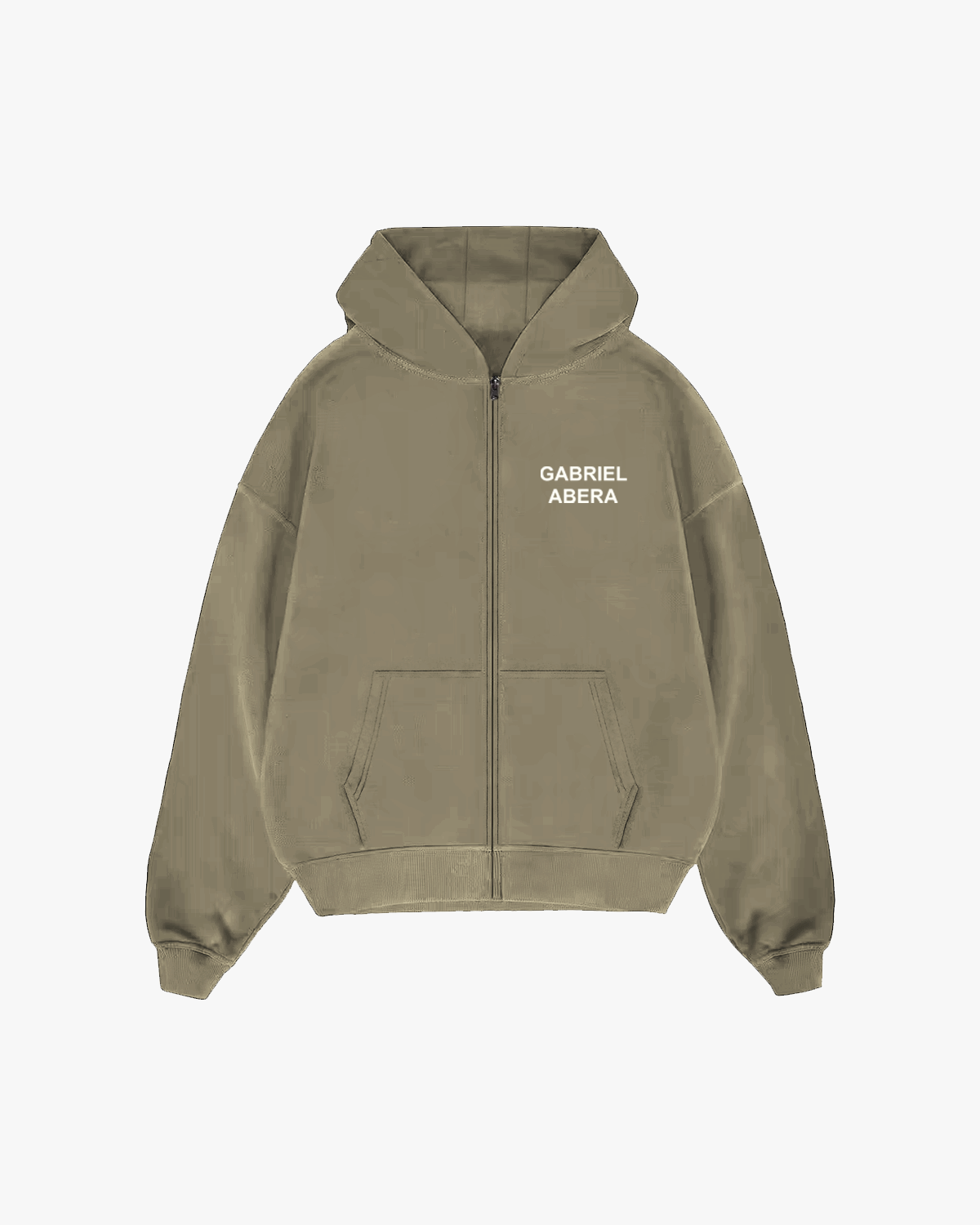 Front view of khaki vintage zip hoodie – Kapuzenjacke Streetwear