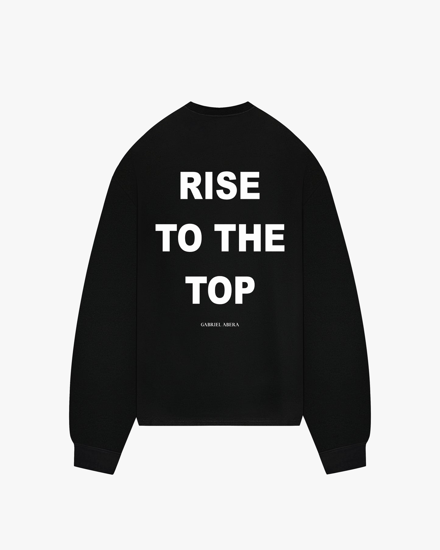 Black oversize long sleeve with white rise to the top embroidery