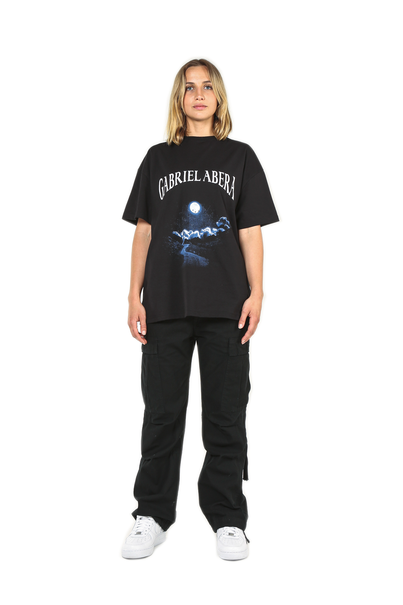 Black T-Shirt with coloured Print on Chest, Streetwear Label, Oversize, GABRIEL ABERA, High Quality, 100% Cotton, Tee for Men and Women