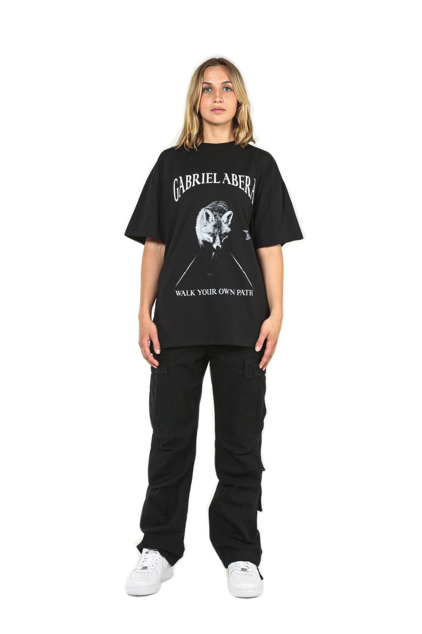 Black T-Shirt with Print on Chest, Streetwear Label, Oversize, GABRIEL ABERA, High Quality, 100% Cotton, Tee for Men and Women