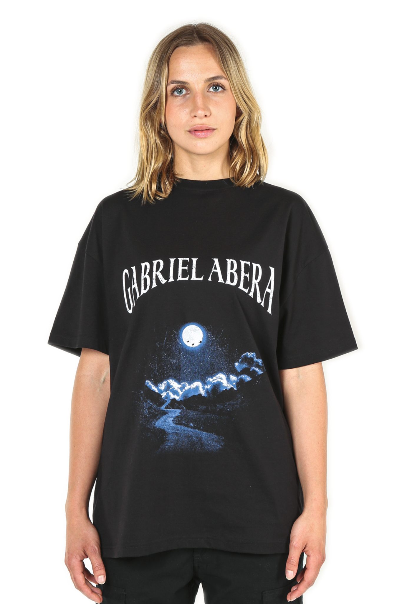 Black T-Shirt with coloured Print on Chest, Streetwear Label, Oversize, GABRIEL ABERA, High Quality, 100% Cotton, Tee for Men and Women