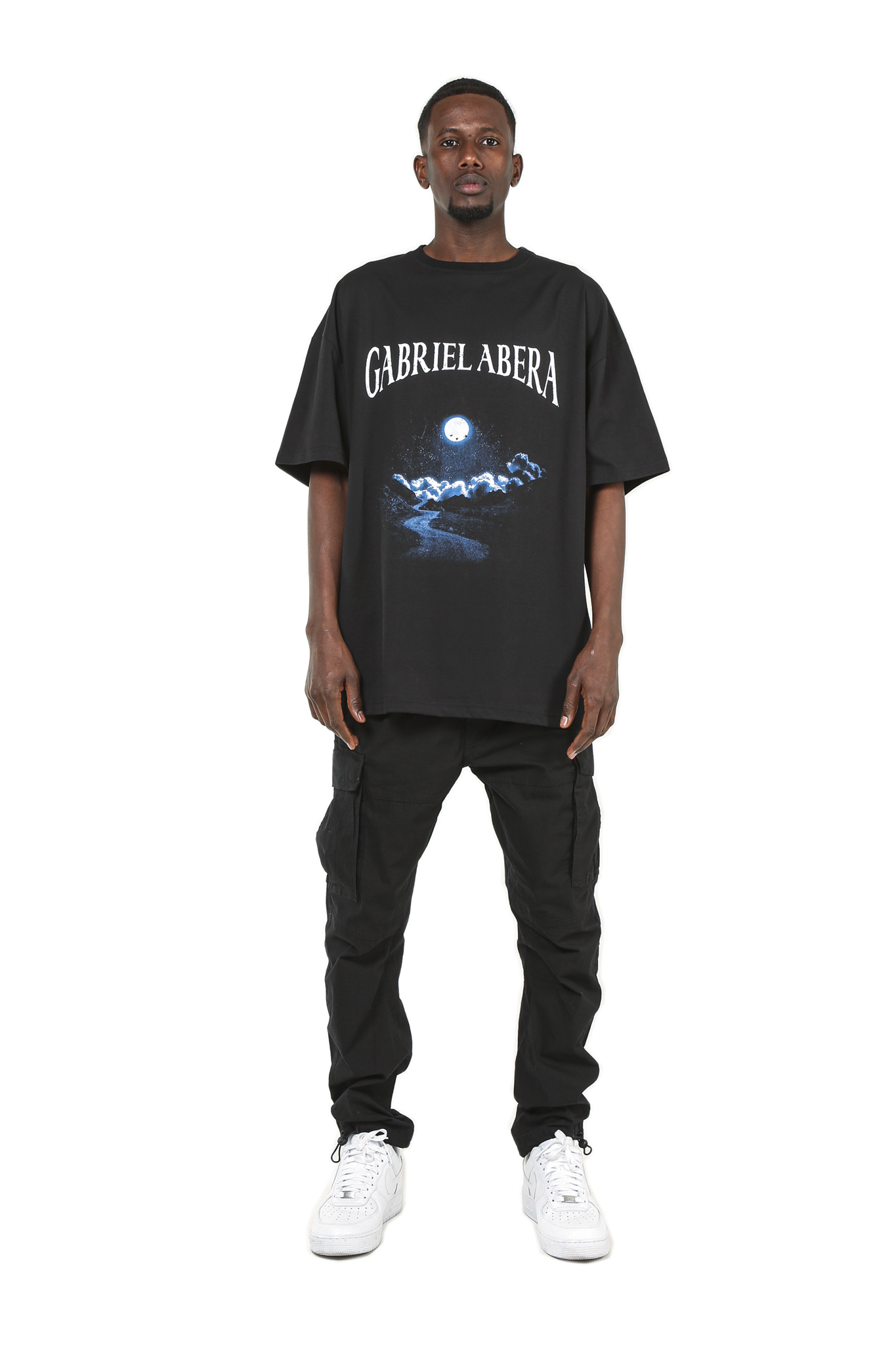 Black T-Shirt with coloured Print on Chest, Streetwear Label, Oversize, GABRIEL ABERA, High Quality, 100% Cotton, Tee for Men and Women