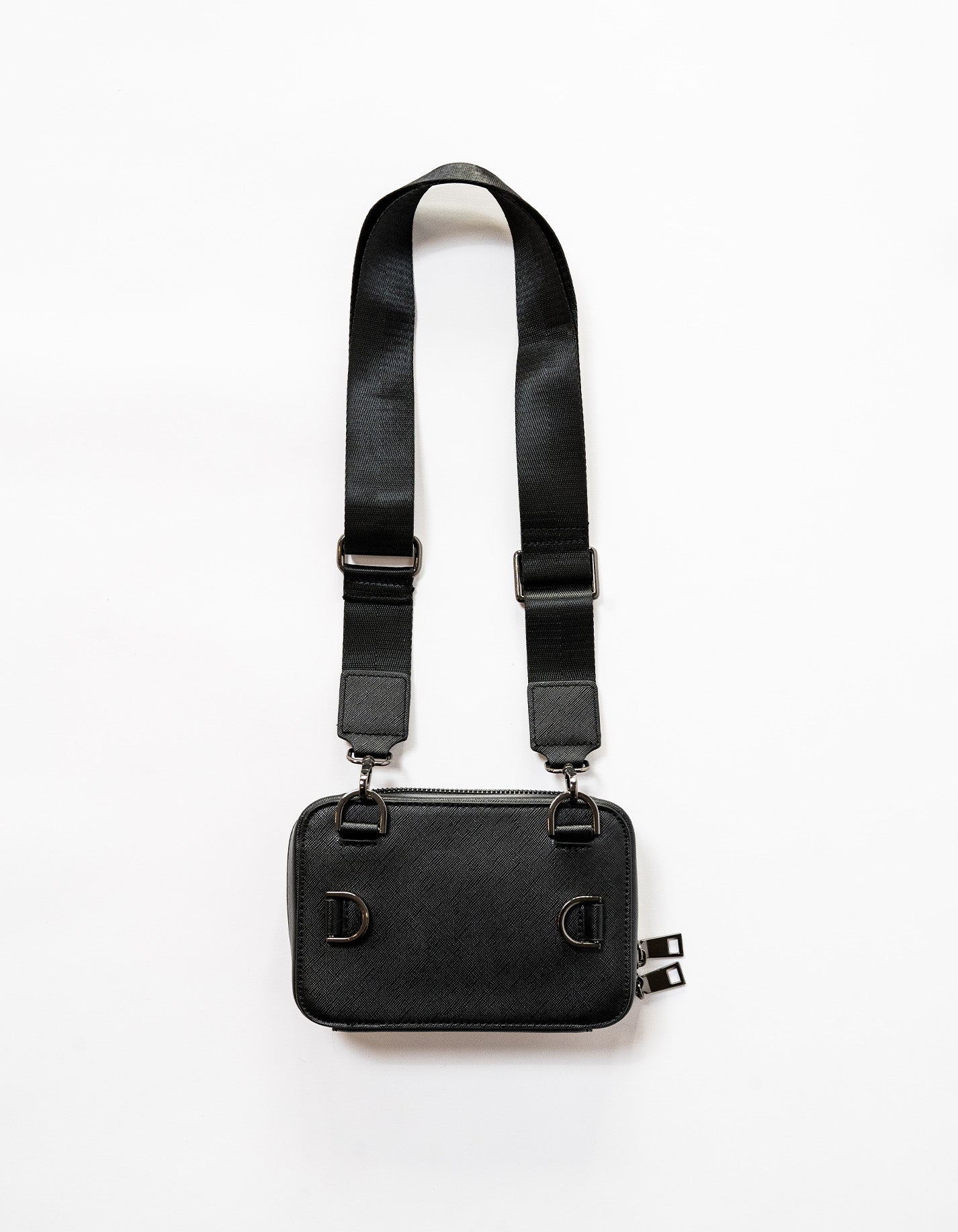 Back view of black Shoulder Bag with moutn options