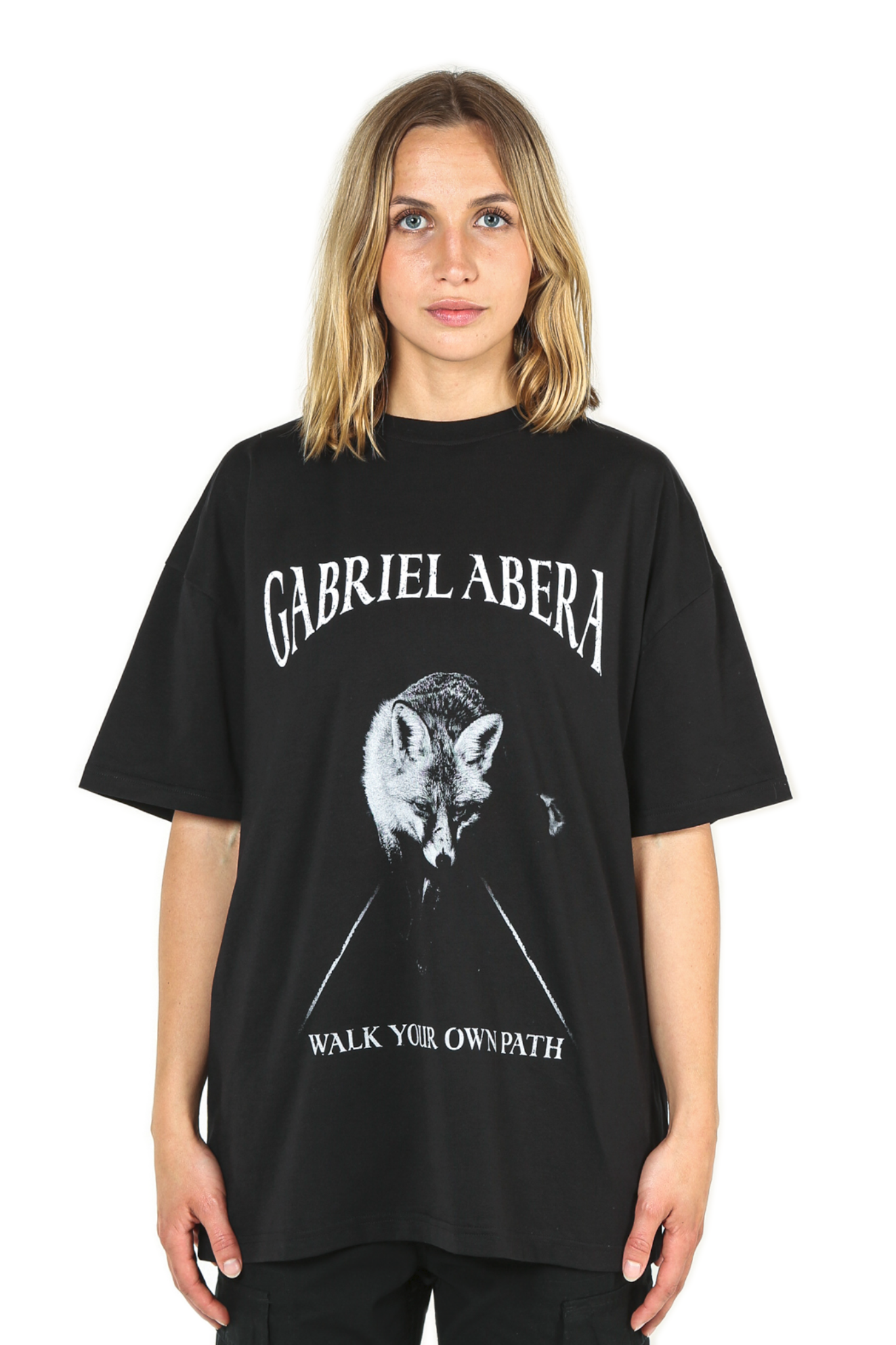 Black T-Shirt with Print on Chest, Streetwear Label, Oversize, GABRIEL ABERA, High Quality, 100% Cotton, Tee for Men and Women