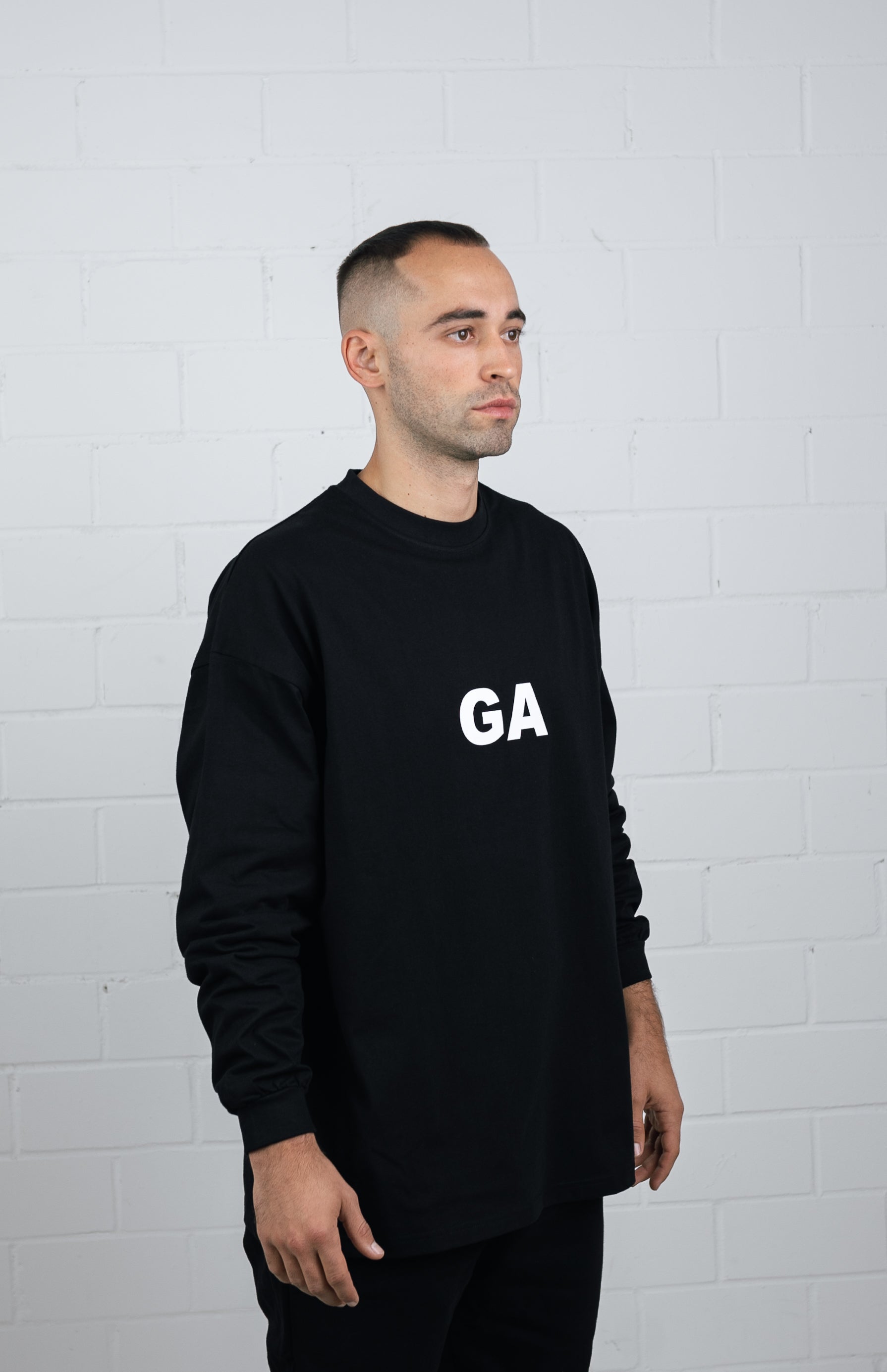 Parametric View Black Long sleeve worn by male model