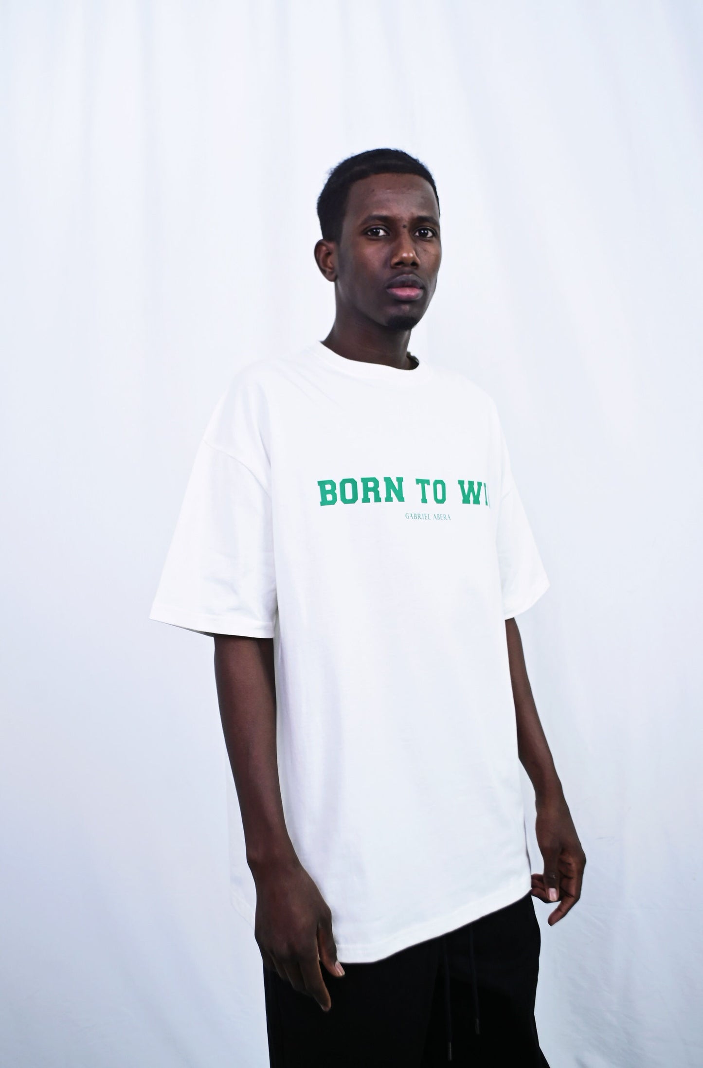 BORN TO WIN T-SHIRT - WHITE/GREEN